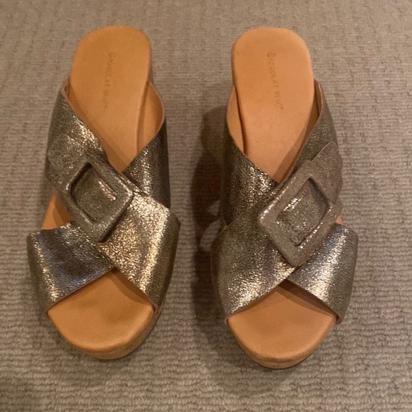 Chocolate Blu metallic sandal. Size 9 - Picture 1 of 5